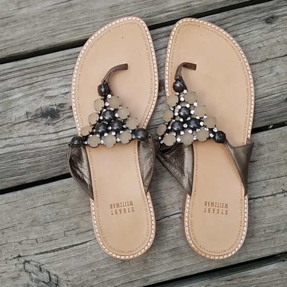 Stuart Weitzman Shoes - Stuart Weitzman jeweled flip flop sandals